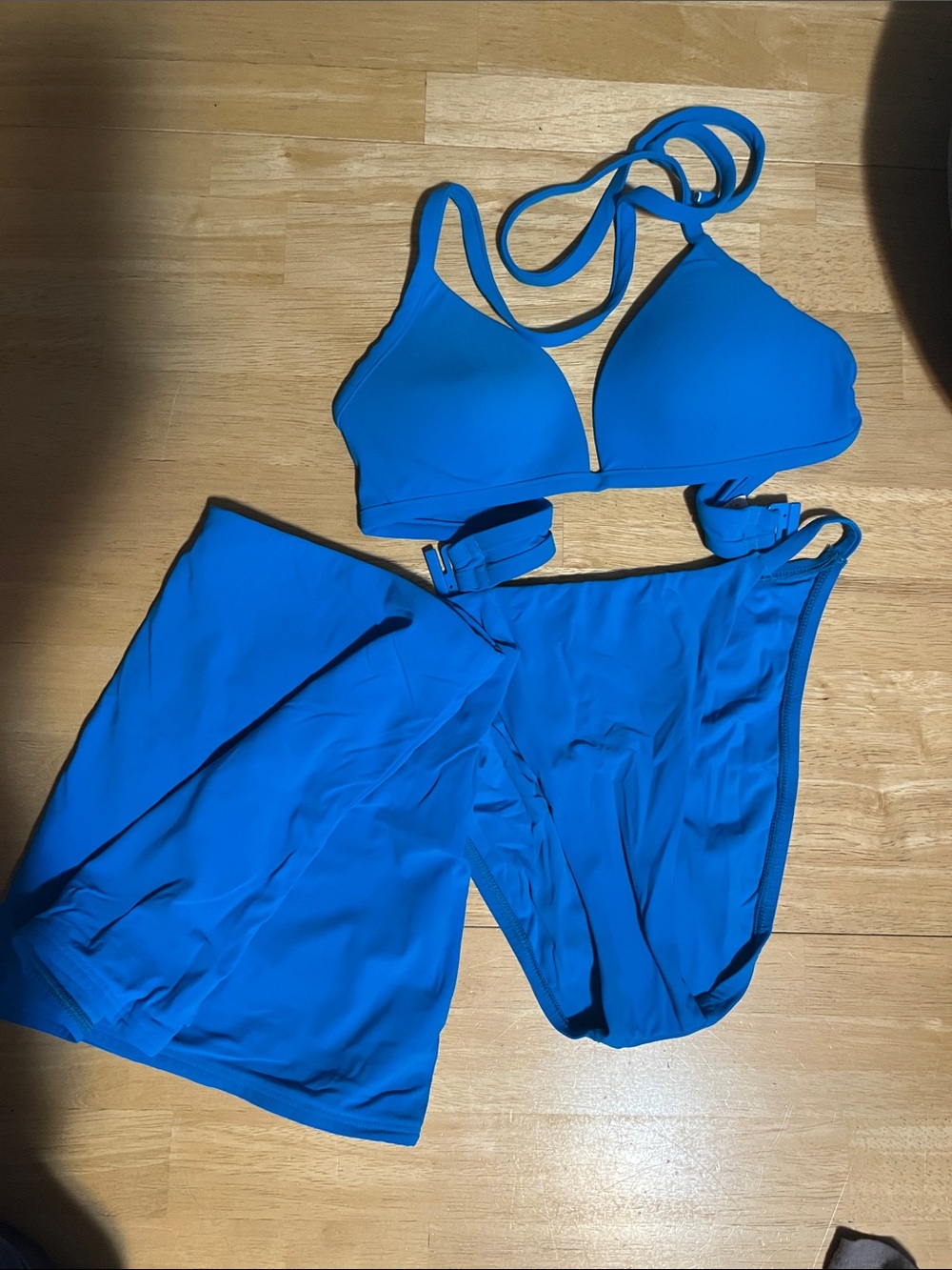 Victoria's Secret Turquoise Blue Bikini Top (34A) High Cut Bottom & Skirt Small